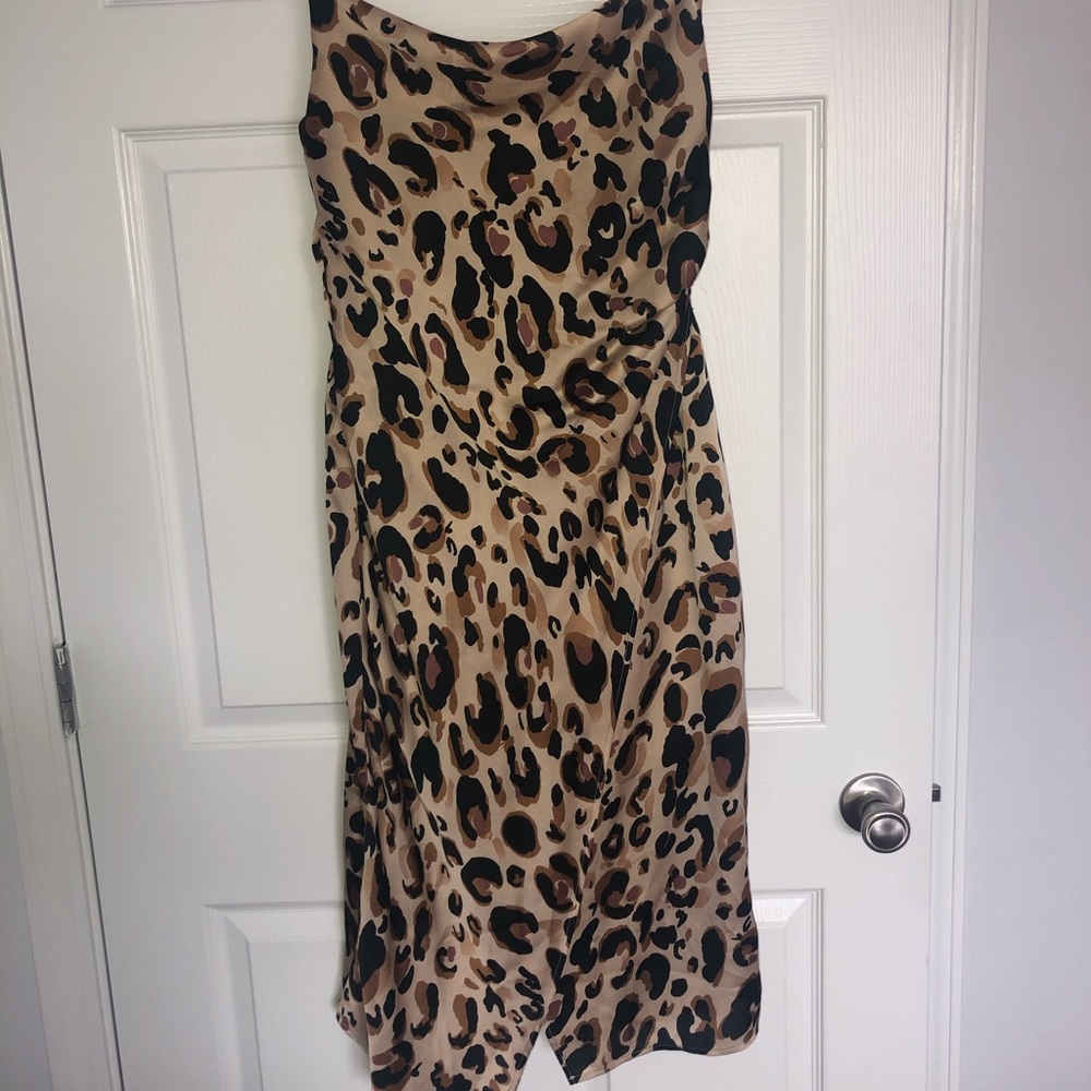 Leopard print slip dress